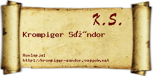 Krompiger Sándor névjegykártya